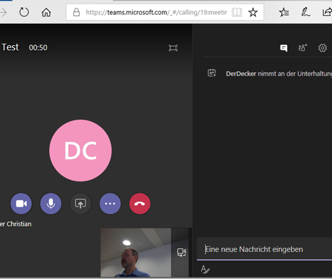 LiveMeeting per Browser mit TEAMs