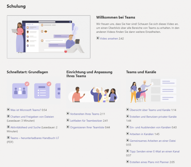 Teams Schulungen, Handouts und Co